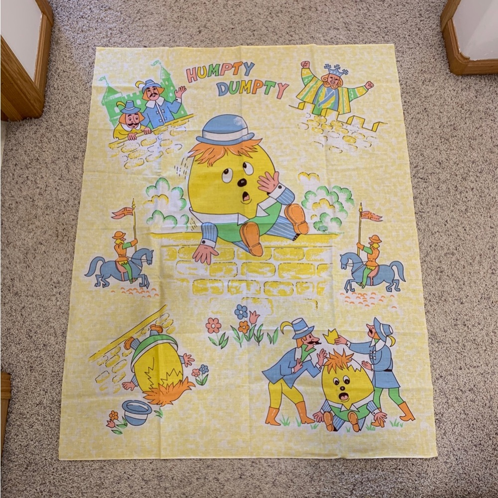 Vintage Baby Dreams Humpty Dumpty Fabric Panel New Old Stock